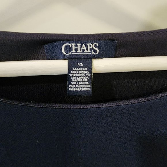 Chaps Sequin Cold Shoulder Chiffon Overlay Dress - Picture 7 of 10